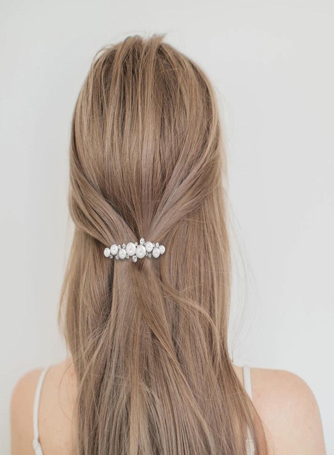 IRCOMULTI Silver Pearl Hair Clip Pearl Crystal Hair Barrette Wedding Rhinestone Hairclip French Crystal Barrettes Decorative Accessories For Women Headdress - Image 5